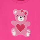 Girls Pink Teddy Bear Sweatshirt, 2, hi-res