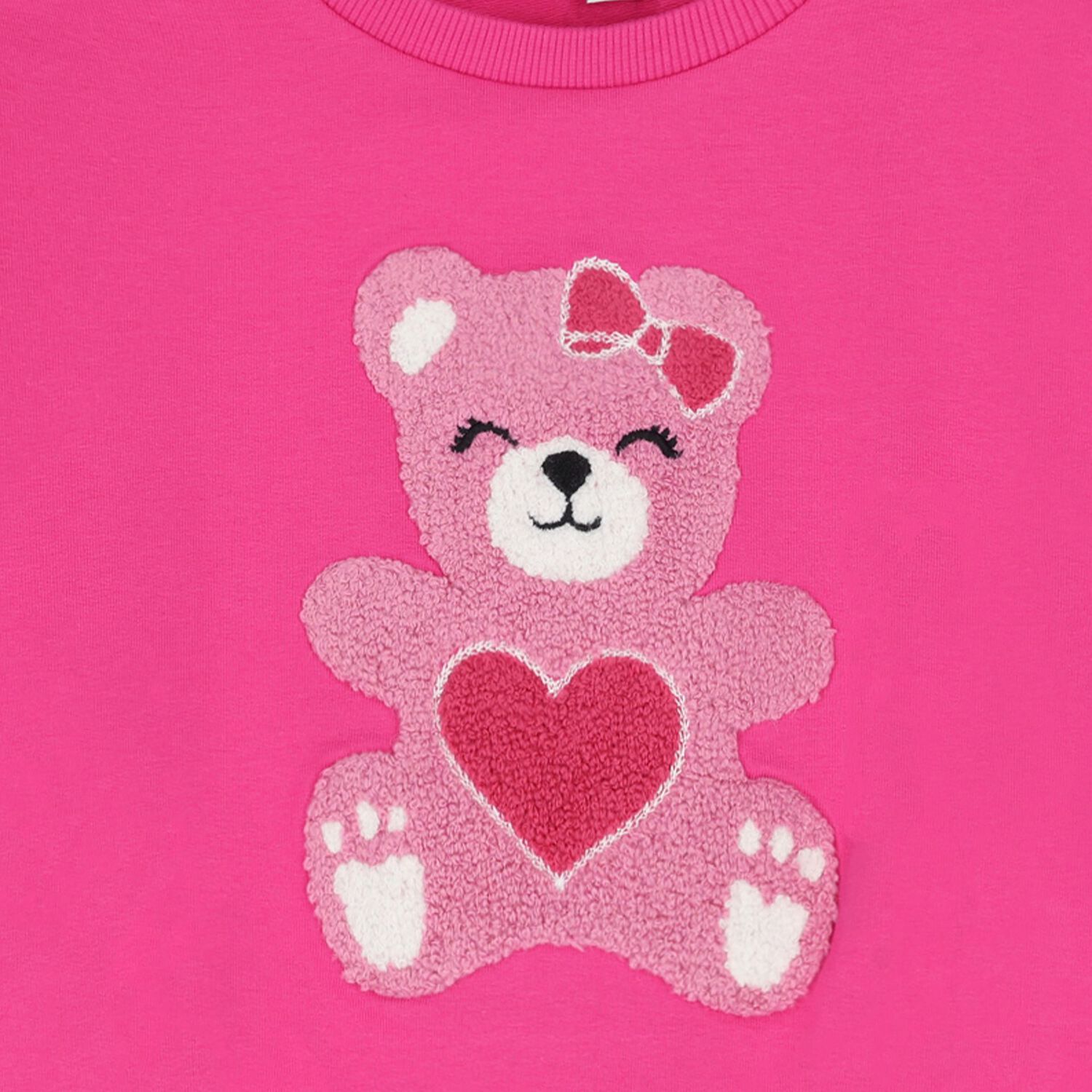 Girls Pink Teddy Bear Sweatshirt, 2, hi-res