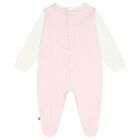 Baby Girls Ivory & Pink Teddy Bear Logo Babygrow, 3, hi-res