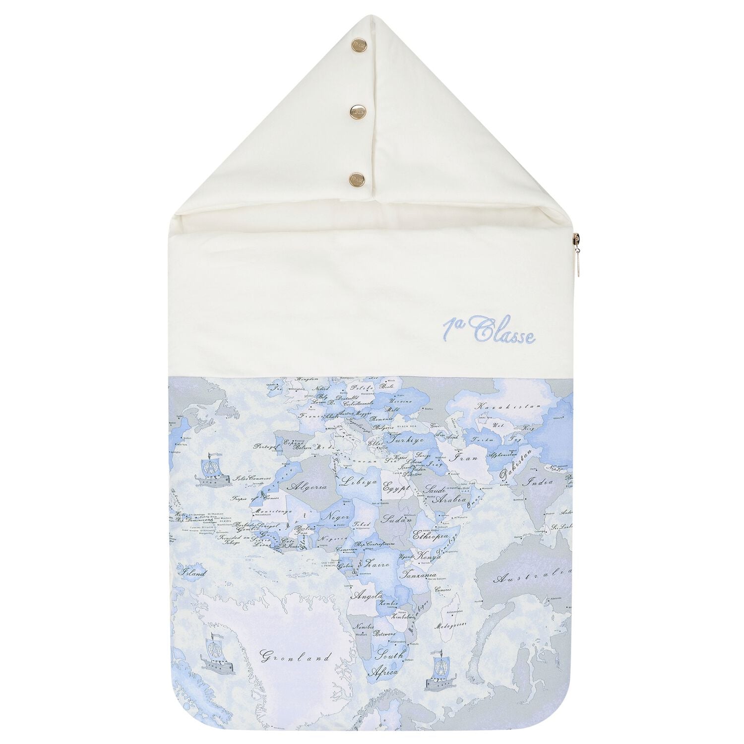 Baby Boys Ivory & Blue Geo Map Nest, 1, hi-res