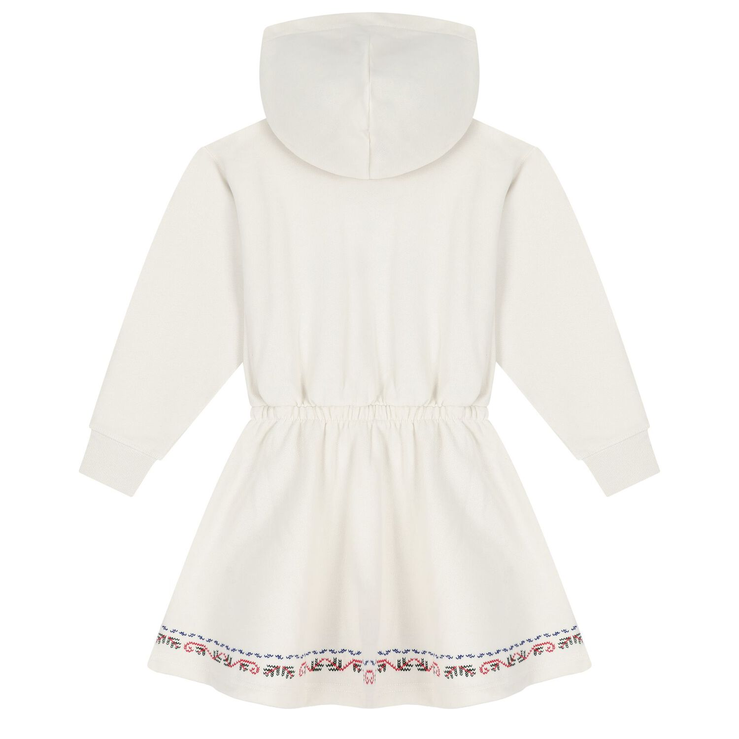 Girls White Festive Hooded Dress, 1, hi-res