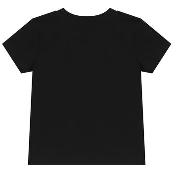 Girls Black Jacquard Heart Bow T-Shirt