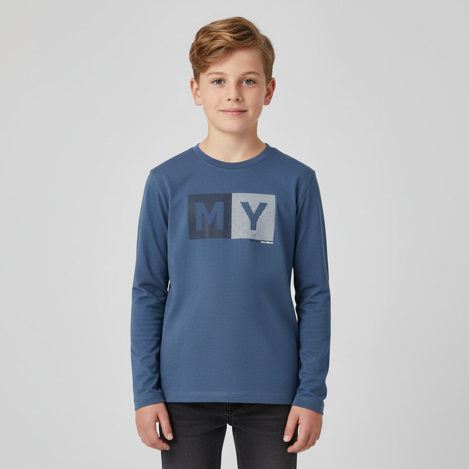 Boys Blue Logo Long Sleeve Top, 5, hi-res image number null
