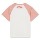 Girls Ivory & Pink Tiger Logo T-Shirt, 1, hi-res