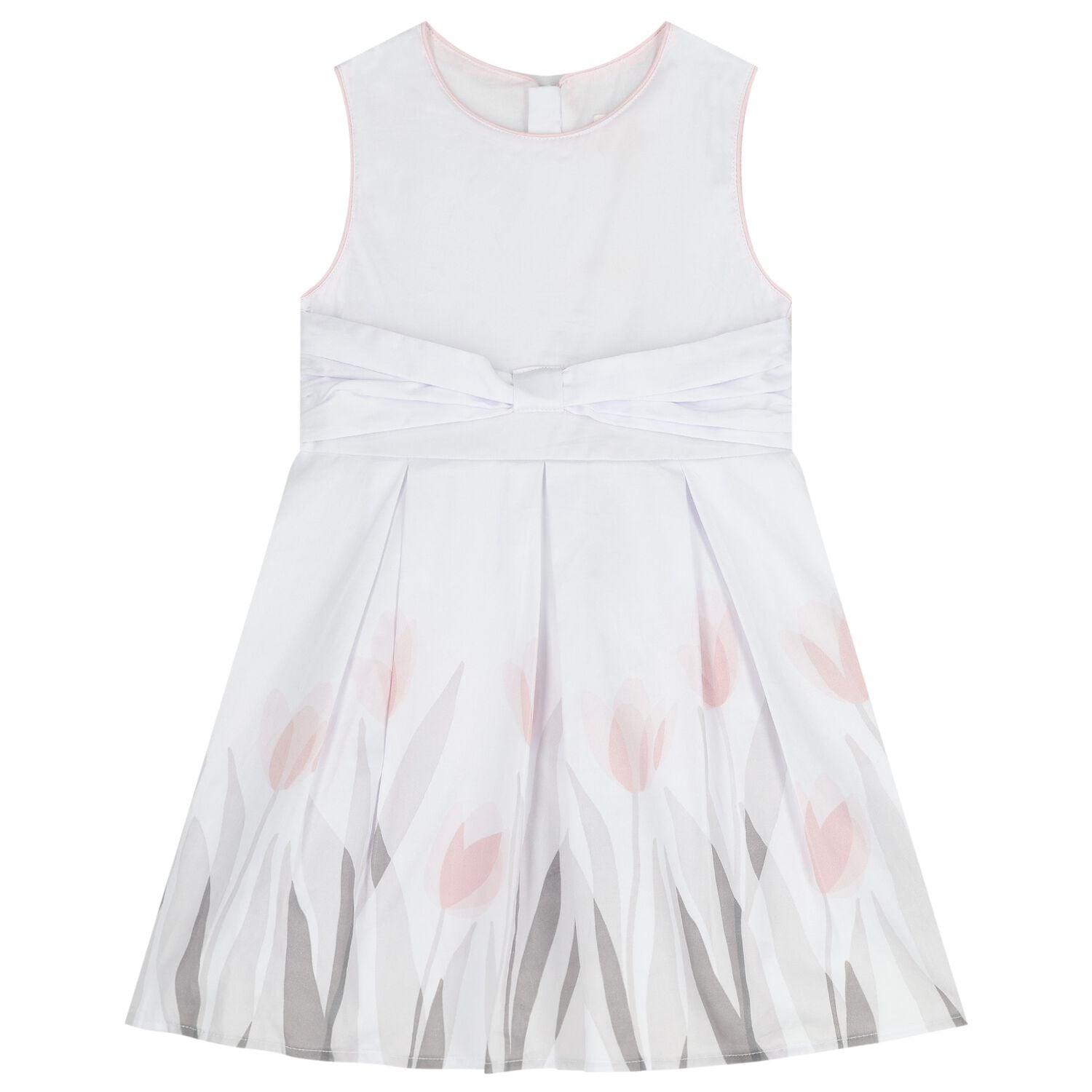 Girls White Floral Dress, 1, hi-res