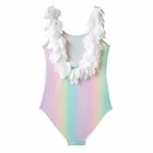 Girls Pink Rainbow Petal Swimsuit, 1, hi-res