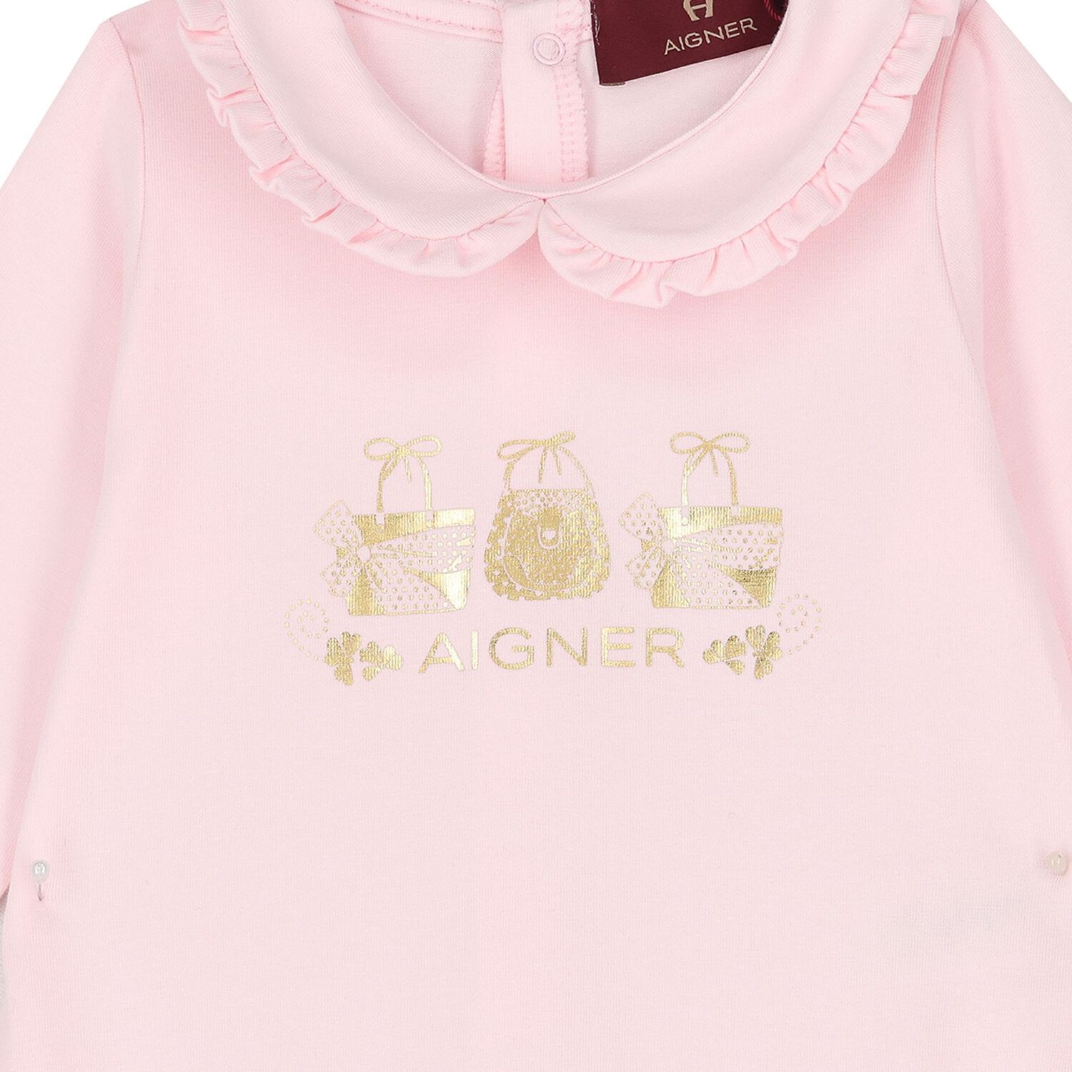 Baby Girls Pink & Gold Logo Babygrow, Hat & Bib Gift Set, 1, hi-res image number null