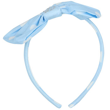 Girls Blue & White Spotted Bow Hairband