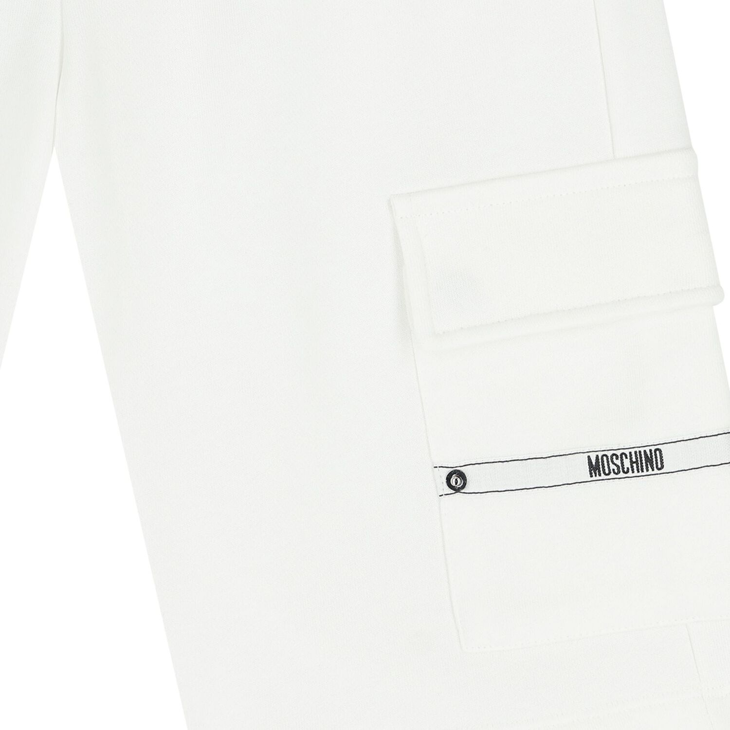 Boys White Logo Tape Shorts, 1, hi-res