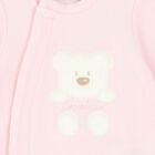 Baby Girls Pink Velour Babygrow, 3, hi-res