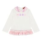 Younger Girls Ivory Zigzag Long Sleeve Top, 1, hi-res