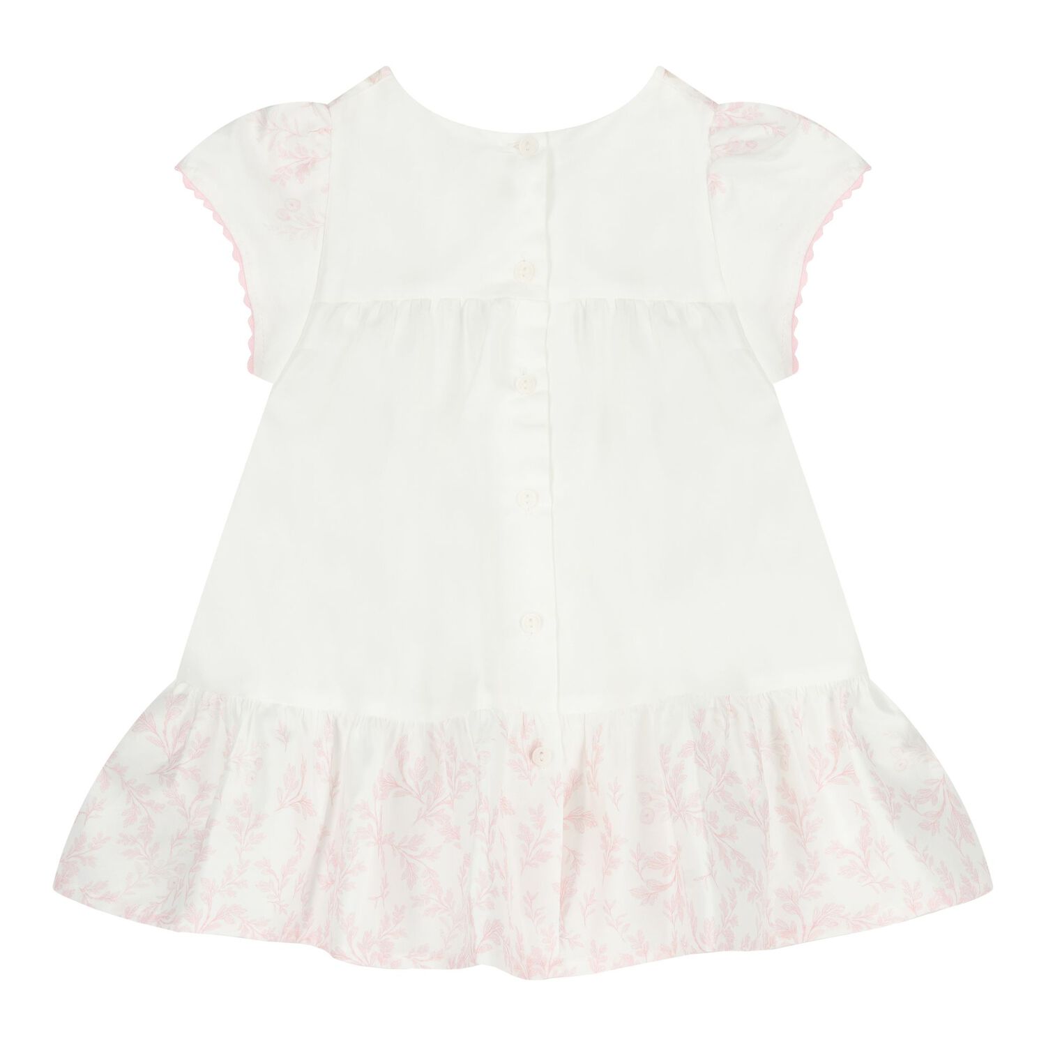 Baby Girls White & Pink Floral Dress, 1, hi-res