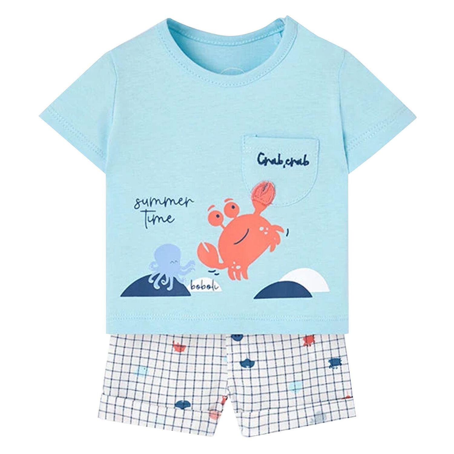 Younger Boys Blue & Ivory Shorts Set, 1, hi-res