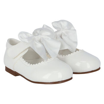 Girls White Bow Shoes