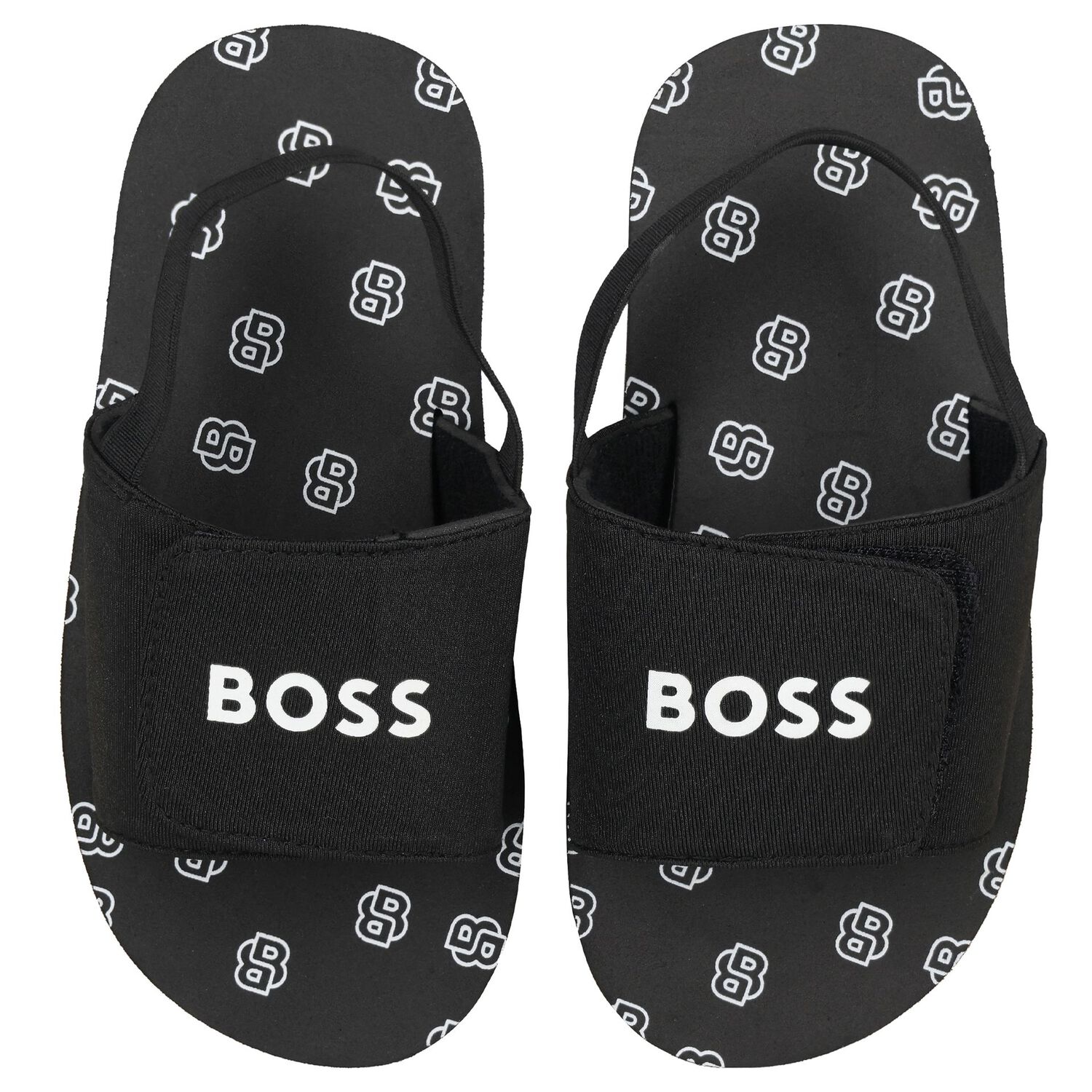 Boys Black Logo Sandals, 1, hi-res image number null