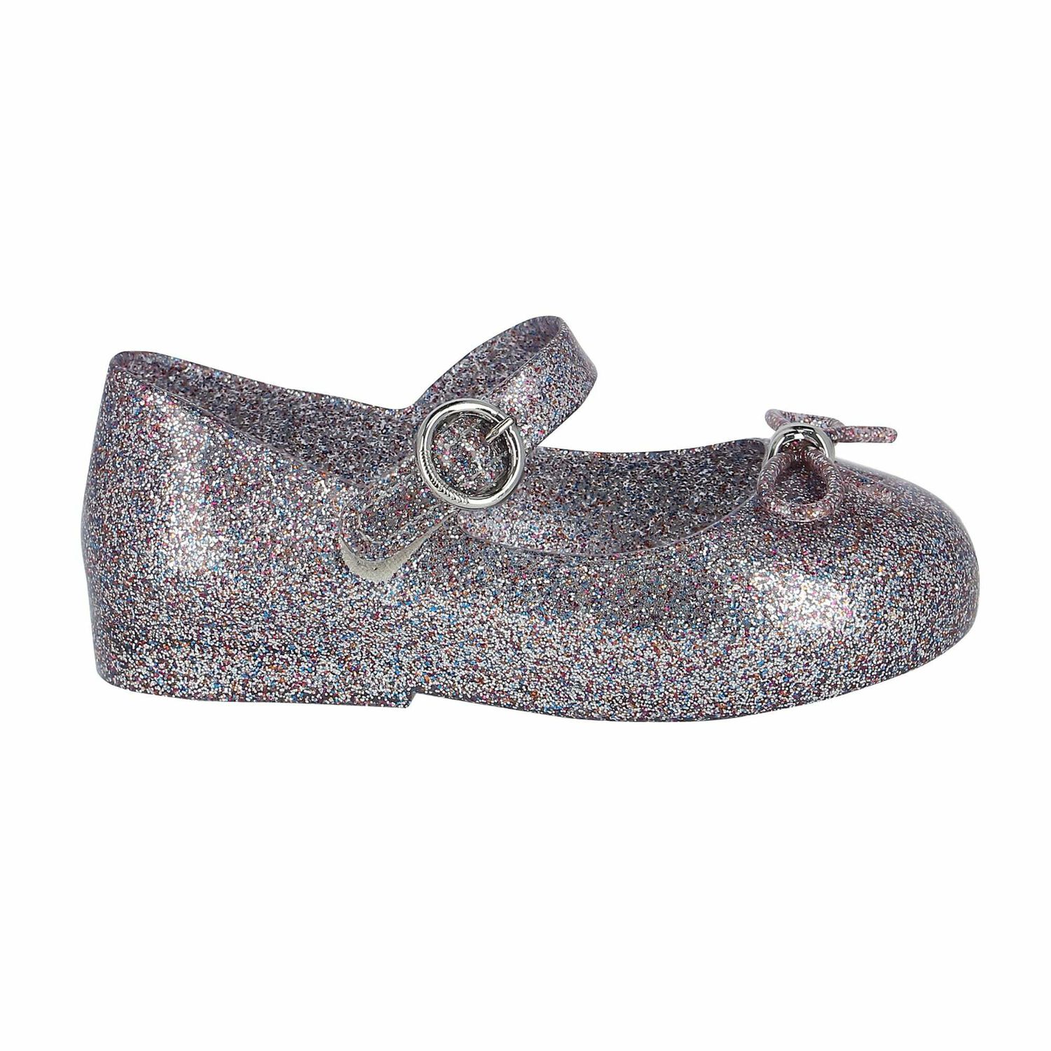 Younger Girls Silver Glitter Jelly Shoes, 1, hi-res