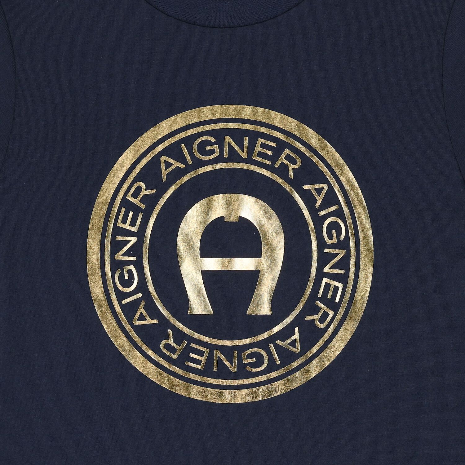 تي شيرت للأولاد بشعار باللون الأزرق الداكن والذهبي, 2, hi-res image number null