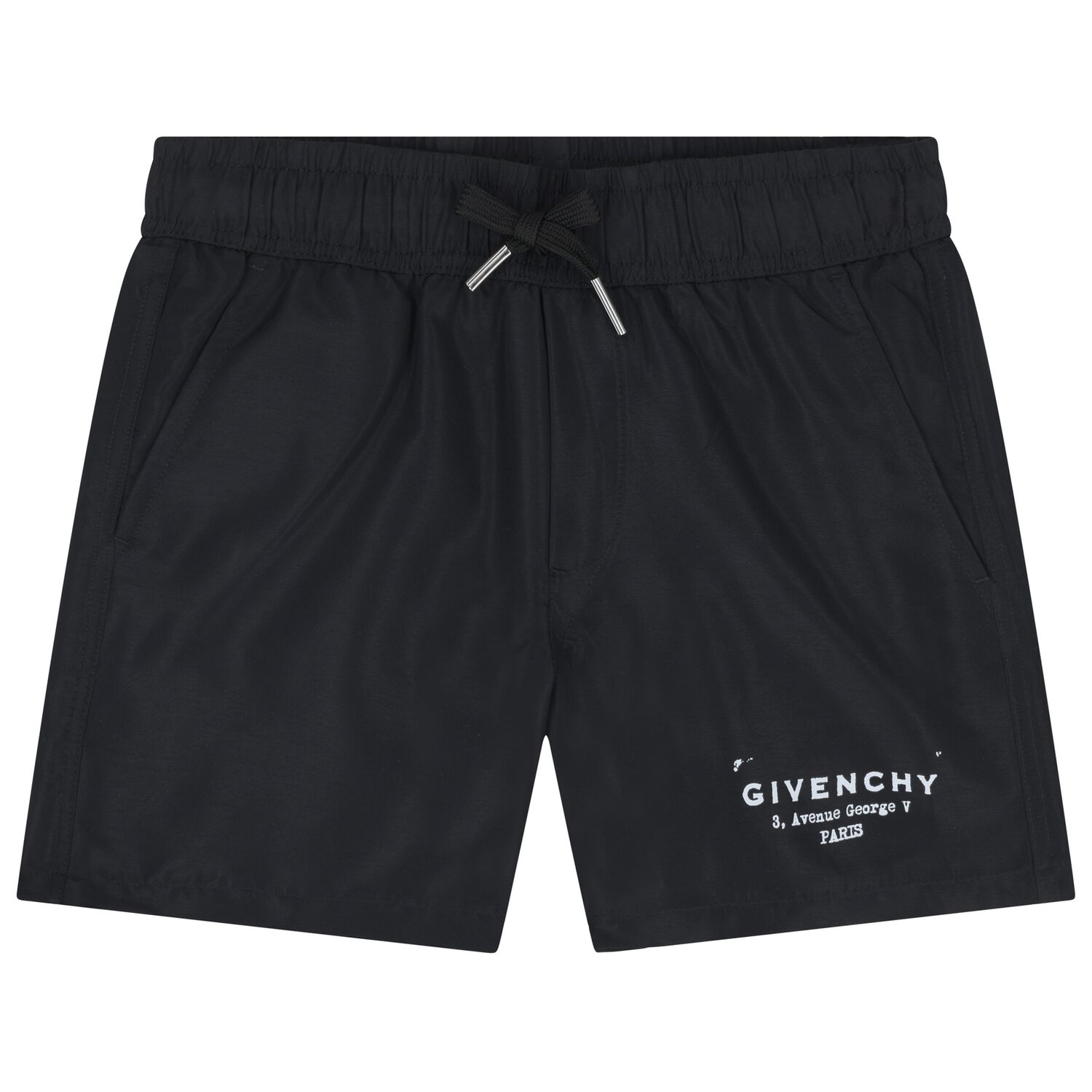 Boys Black Logo Swim Shorts, 1, hi-res