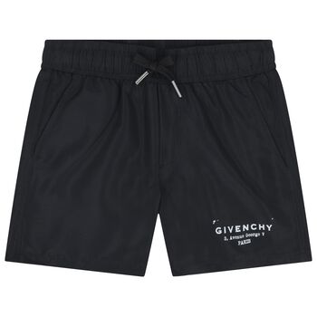 Boys Black Logo Swim Shorts