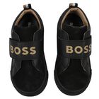Boys Black Logo Trainers, 1, hi-res