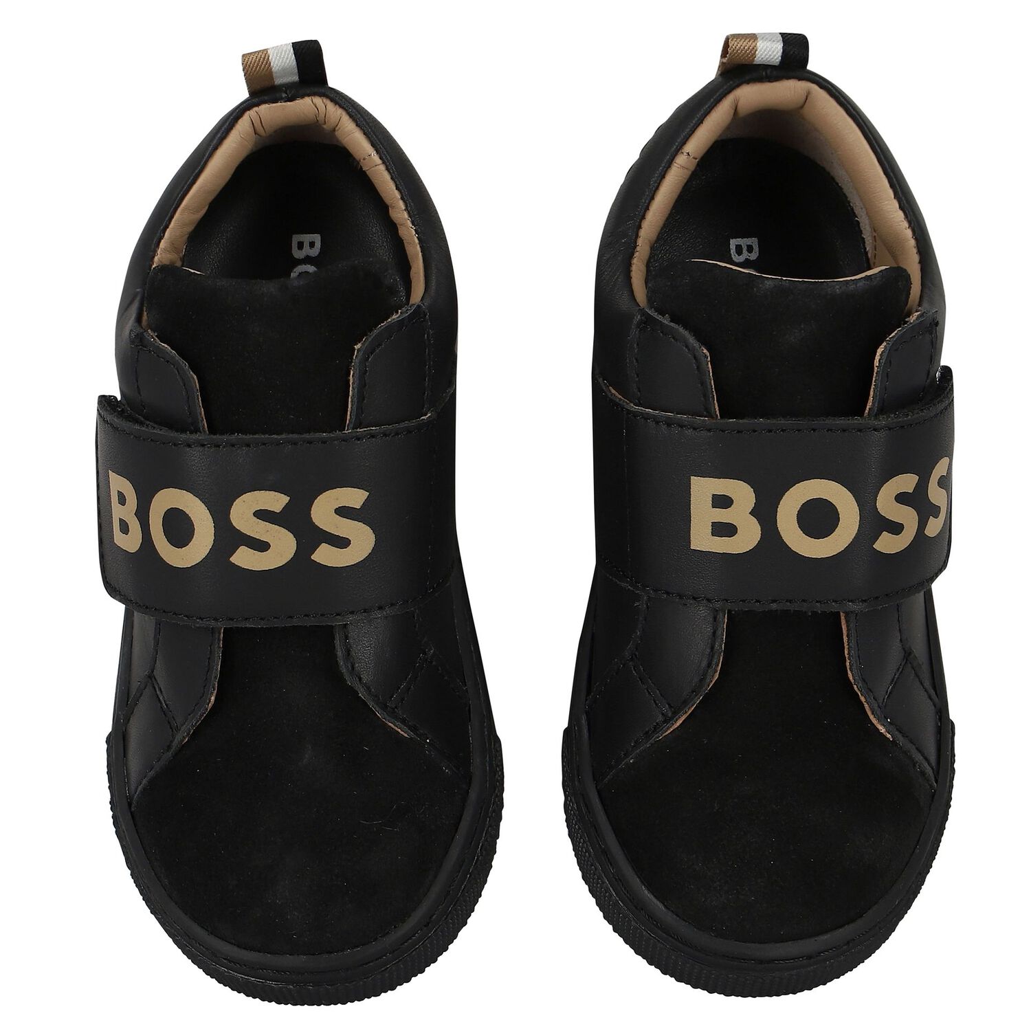 Boys Black Logo Trainers, 1, hi-res