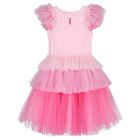Girls Pink Embellished Ruffle Tulle Dress, 1, hi-res