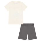 Boys Ivory & Grey Smurfs Shorts Set, 1, hi-res