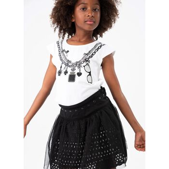 Girls White & Black Necklace T-Shirt