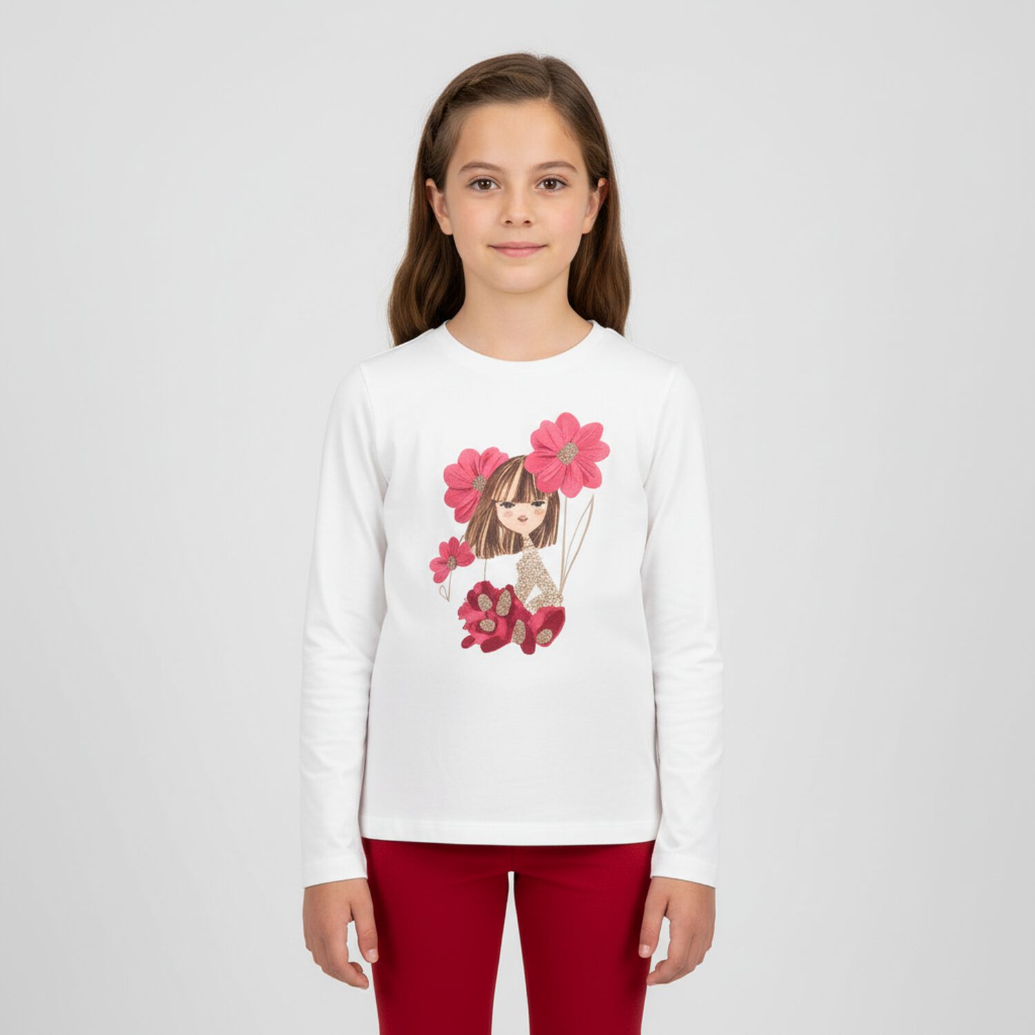 طقم ليجينز للبنات باللون البيج والاحمر والعاجى , 1, hi-res