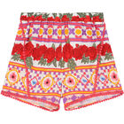 Girls Red & White Floral Shorts, 1, hi-res