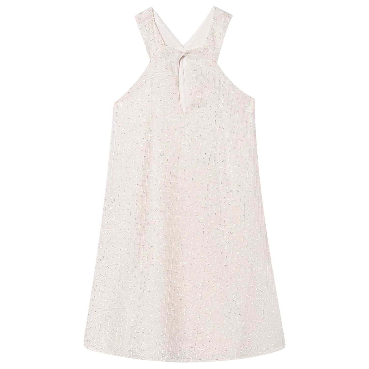 Girls Beige Flower Dress, 2, hi-res