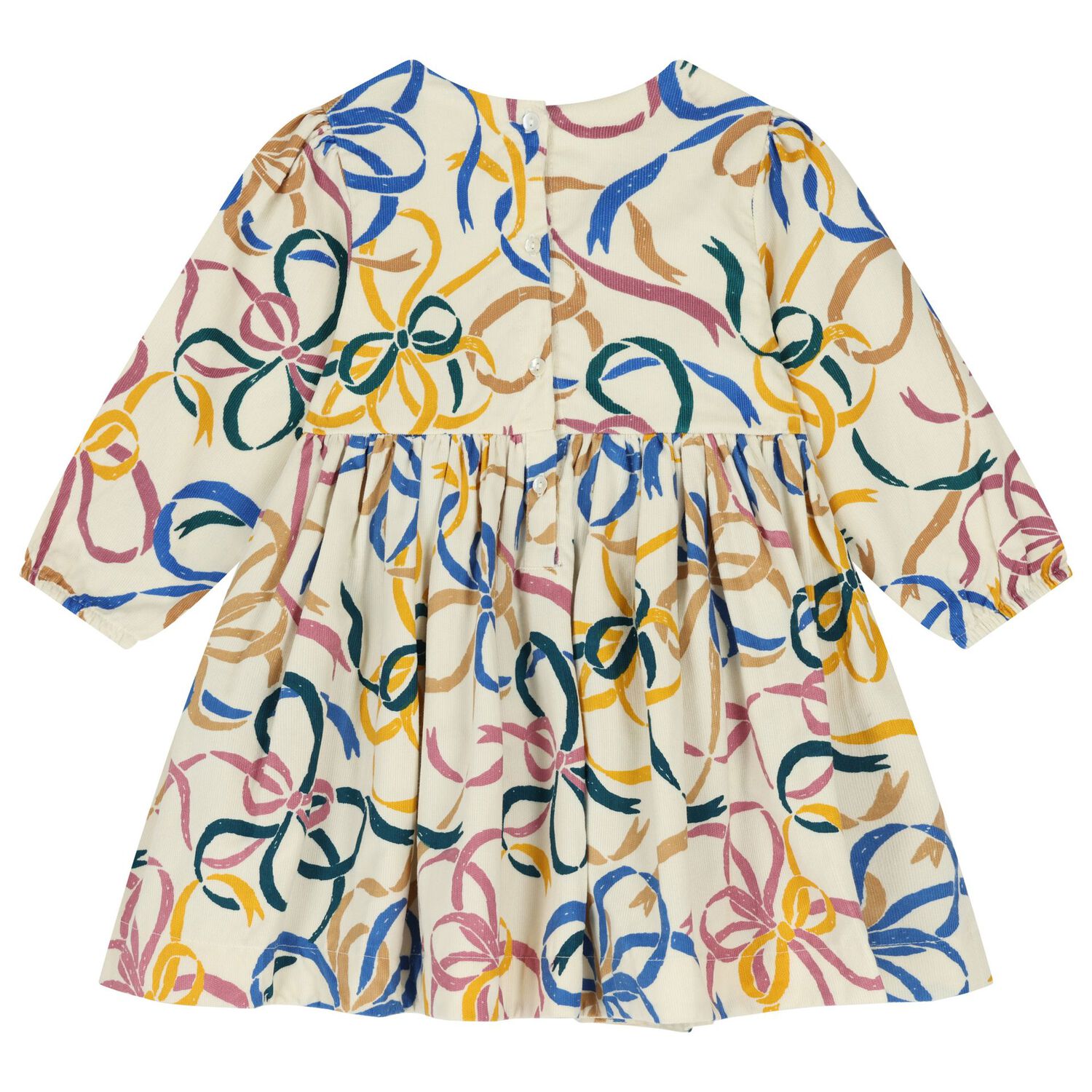 فستان أطفال مع فيونكة باللون البيج للبنات, 1, hi-res