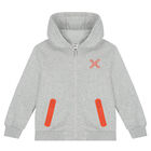 Boys Grey & Orange Logo Zip Up Top, 1, hi-res
