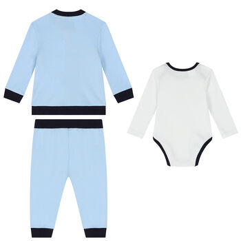 Baby Boys White & Blue 3 Piece Tracksuit