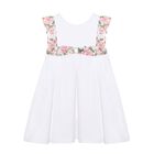 Girls White & Pink Liberty Print Dress, 1, hi-res