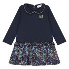 Younger Girls Navy Blue Logo Dress, 2, hi-res