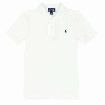 Boys White Logo Polo Shirt