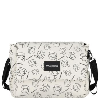 White Ikonik Karl Logo Changing Bag
