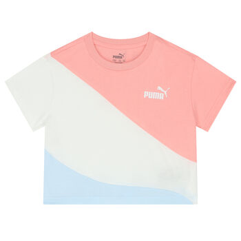 Girls Pink, White & Blue Logo T-Shirt