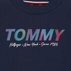 فستان سويت شيرت بالشعار باللون الكحلى, 1, hi-res