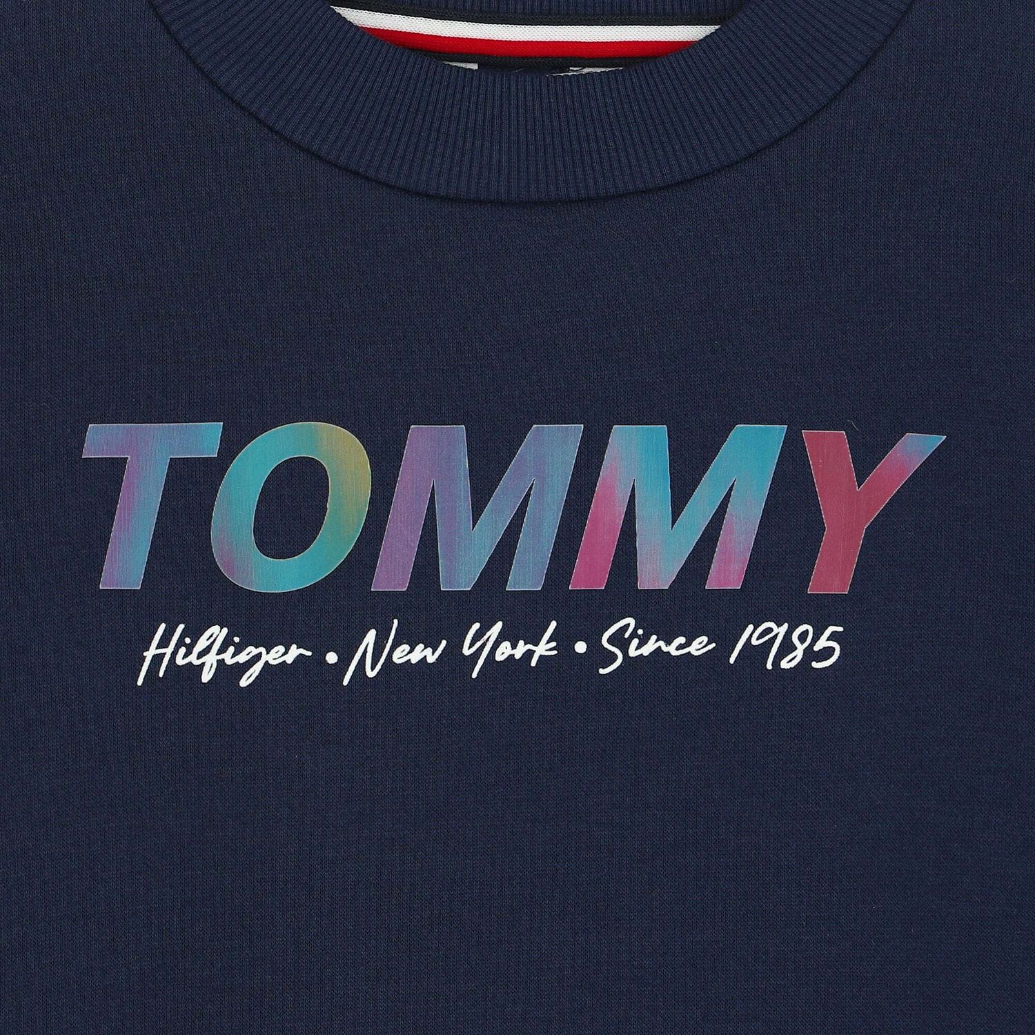 فستان سويت شيرت بالشعار باللون الكحلى, 1, hi-res image number null