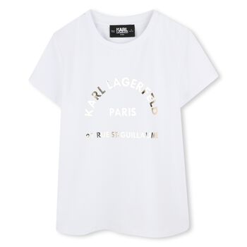 Girls White & Gold Logo T-Shirt