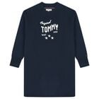 Girls Navy Blue Logo Knitted Jumper Dress, 1, hi-res
