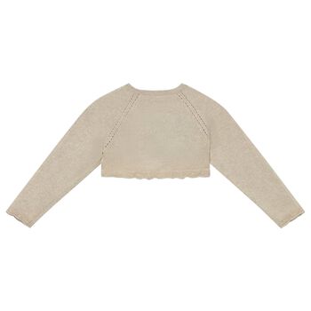 Younger Girls Beige Knitted Cardigan