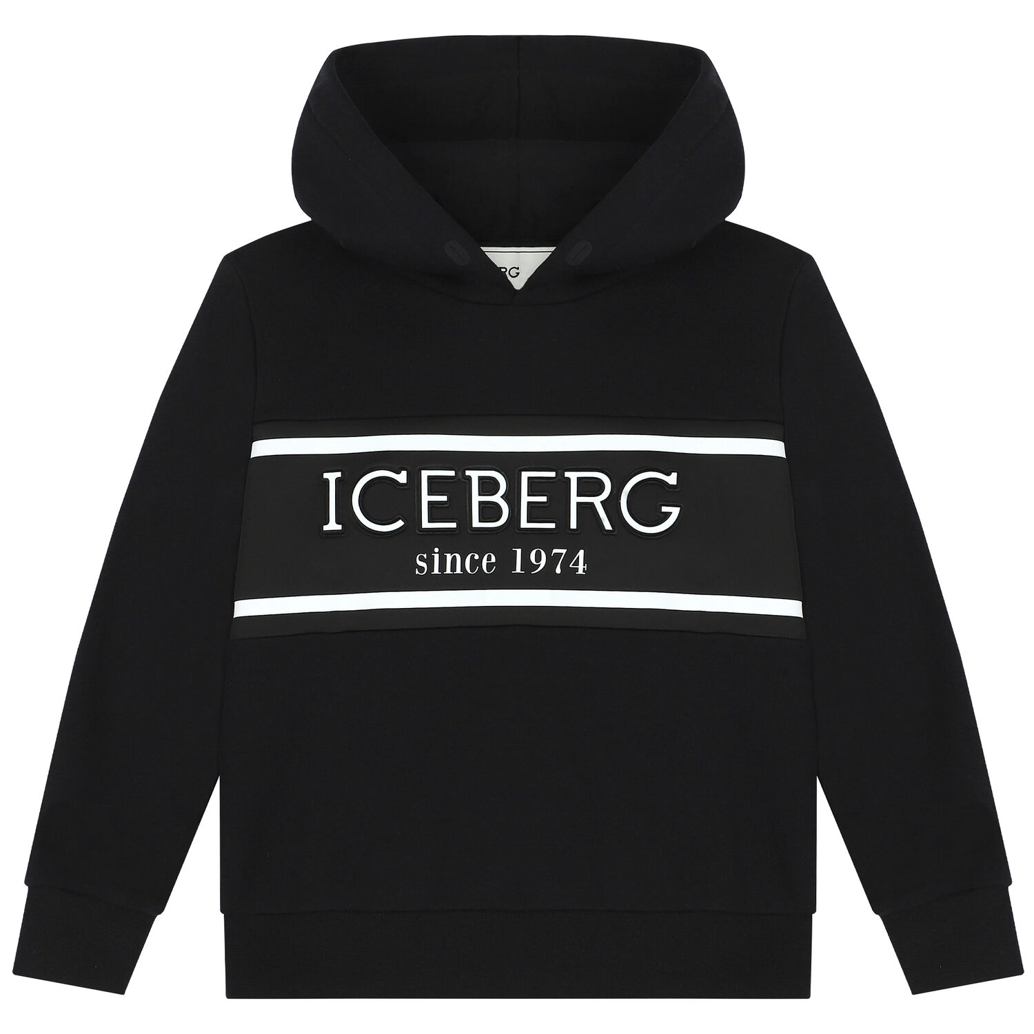 Boys Black Logo Hooded Top, 1, hi-res image number null