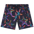Boys Navy Blue Starfish Swim Shorts, 1, hi-res