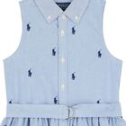 فستان بنات بالشعار باللون الأزرق, 1, hi-res