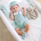 Baby Boys White & Green Romper & Hat Set, 1, hi-res