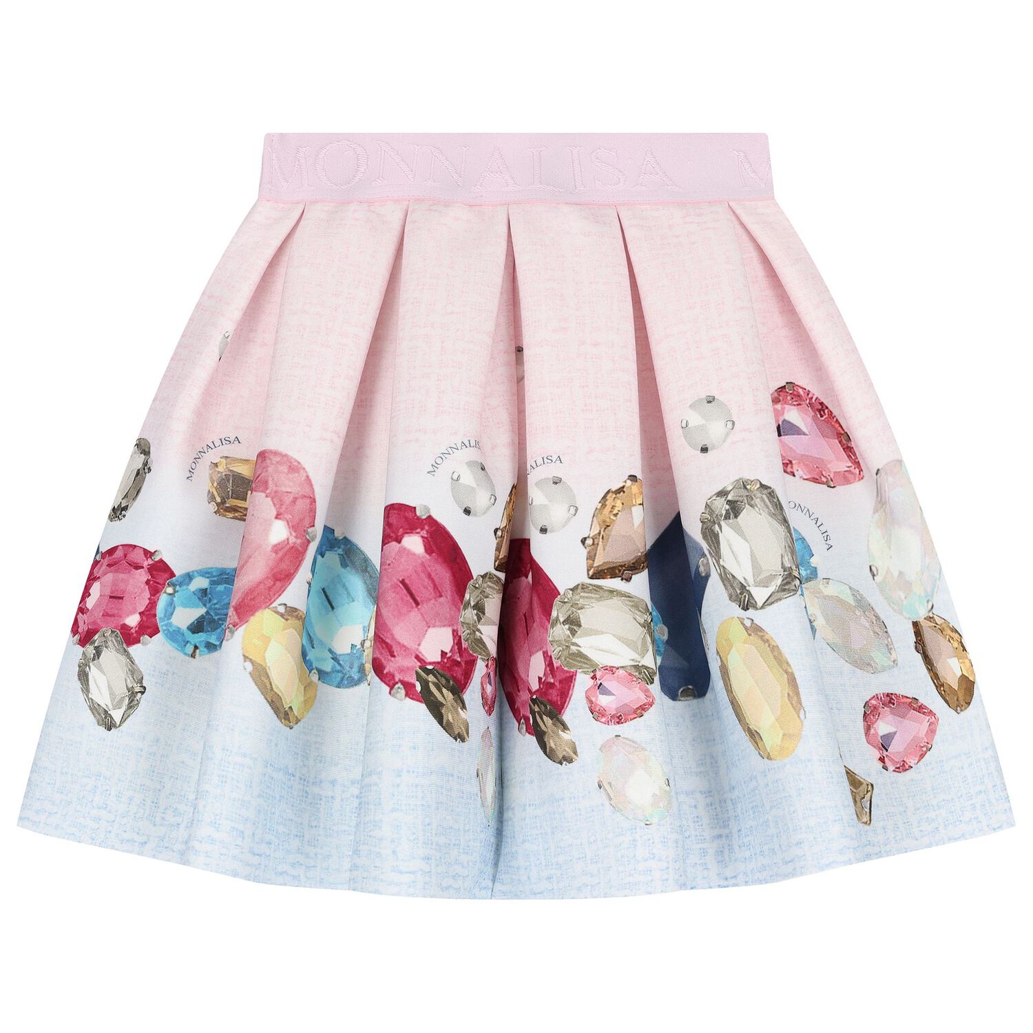 Girls Ivory, Pink & Blue Jewel Skirt Set, 1, hi-res image number null