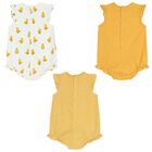 Baby Girls Yellow & White Rompers ( 3-Pack ), 2, hi-res